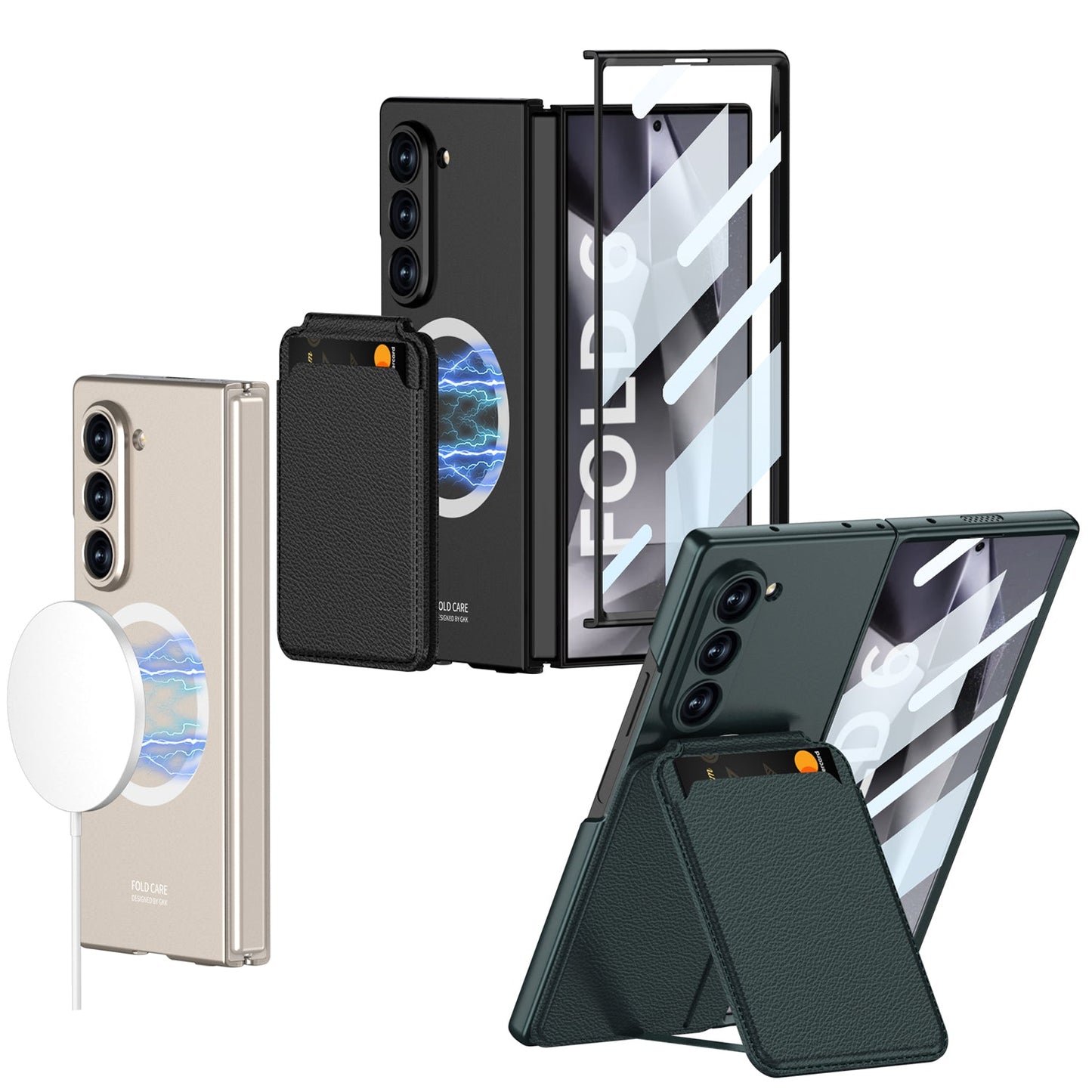 Magnetic Card Holder Shockproof Phone Case With Screen Protector For Galaxy Z Fold 7/6/5/4/3