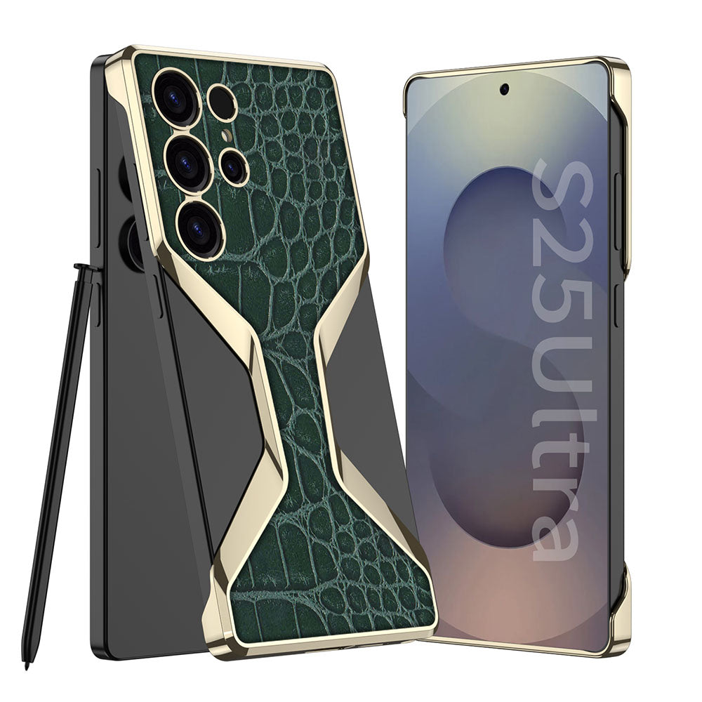Borderless Electroplated Leather Phone Case For Samsung Galaxy