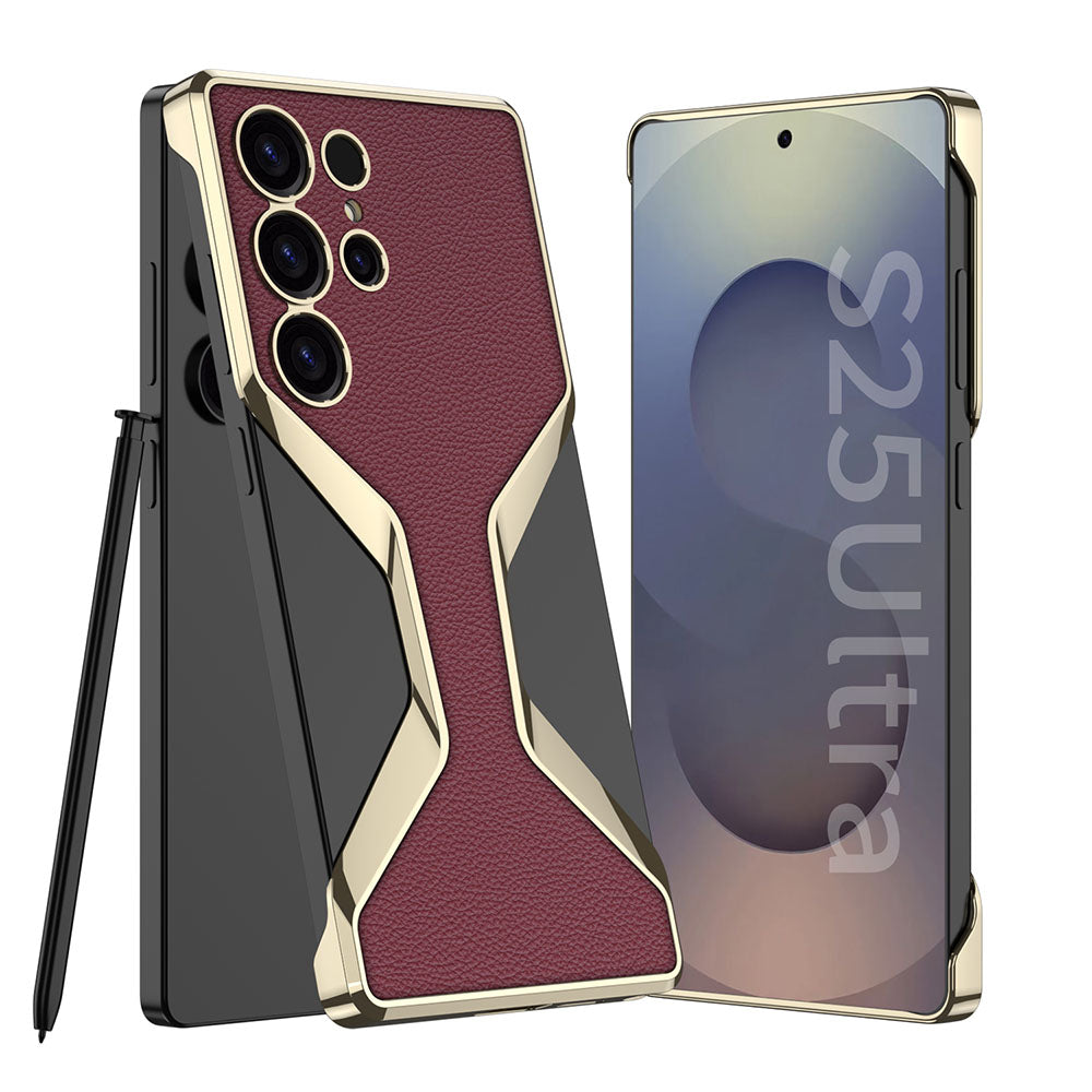 Borderless Electroplated Leather Phone Case For Samsung Galaxy