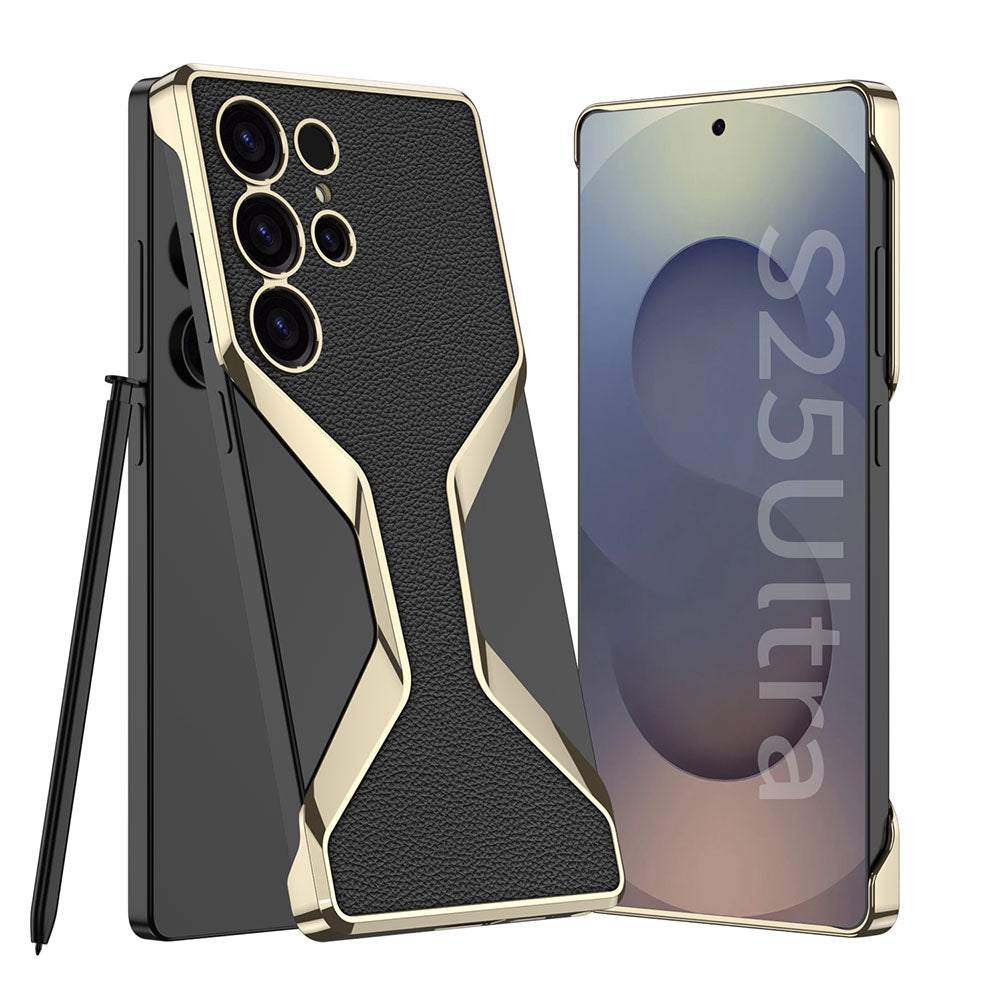 Borderless Electroplated Leather Phone Case For Samsung Galaxy