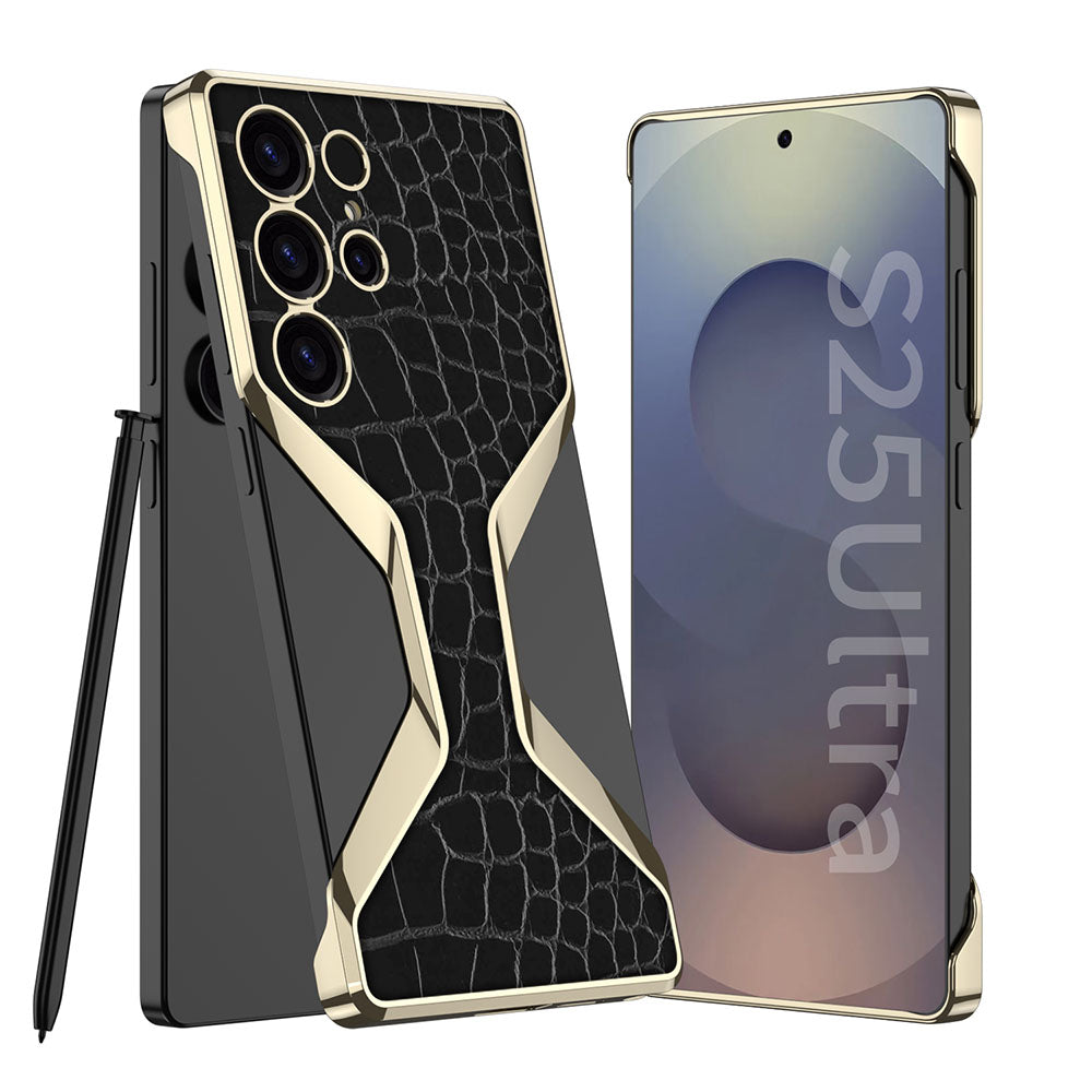 Borderless Electroplated Leather Phone Case For Samsung Galaxy