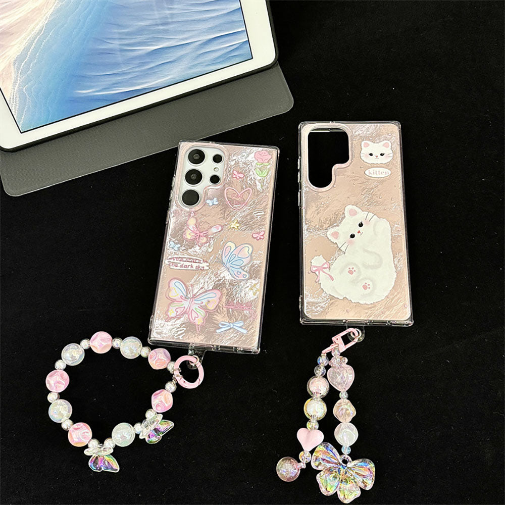 Cartoon Graffiti Butterfly Cat Phone Case For Samsung