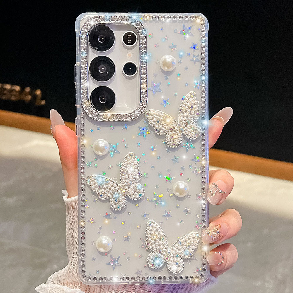 Luxury Diamond Pearl Butterfly Phone Case For Samsung Galaxy