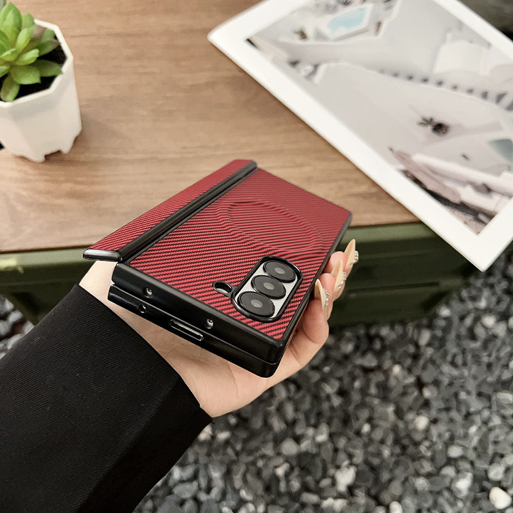 Carbon Fiber Texture Full Protection Phone Case For Samsung Galaxy Z Fold7/6/5/4/3