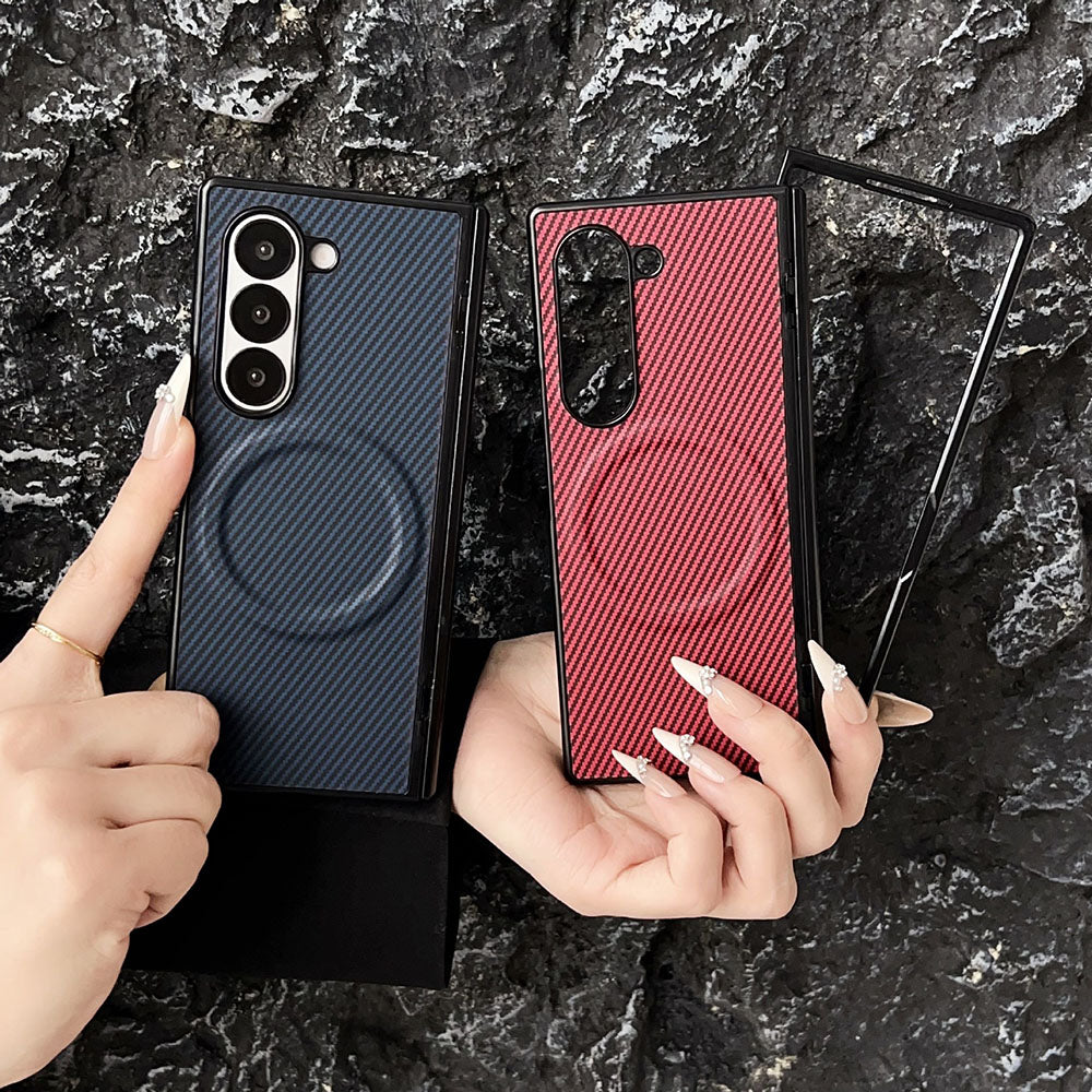 Carbon Fiber Texture Full Protection Phone Case For Samsung Galaxy Z Fold7/6/5/4/3