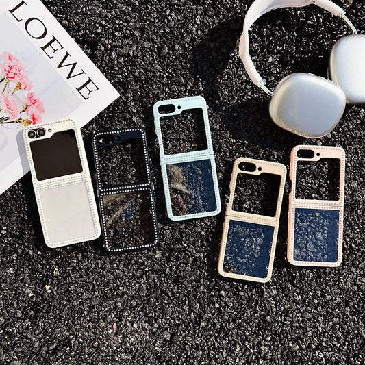 Diamond Frame Transparent Phone Case For Samsung Galaxy Z Flip 6/5/4/3