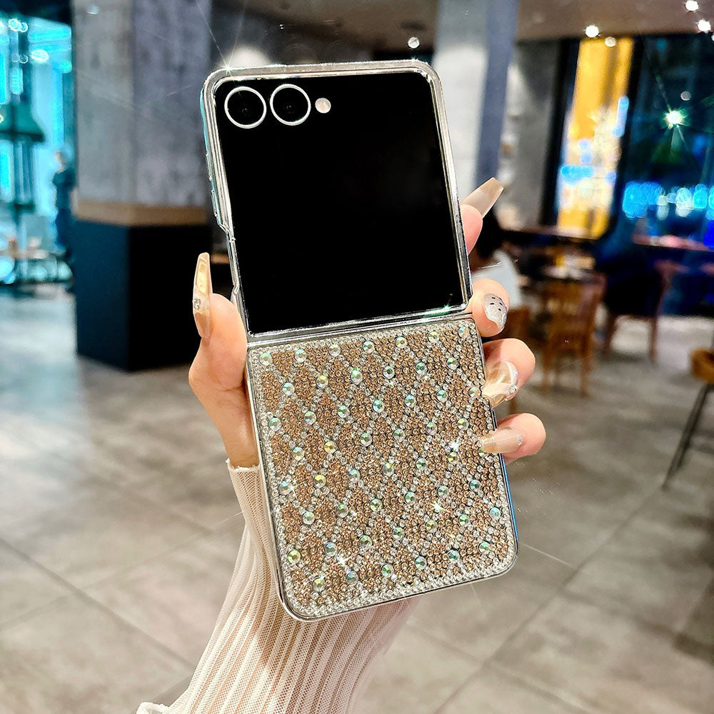 Grid Electroplated Diamond Phone Case For Samsung Galaxy Z Flip 7/6/5/4/3