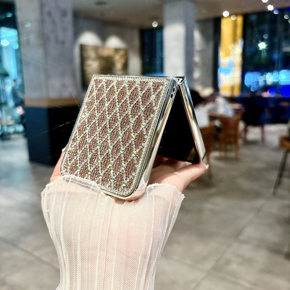 Grid Electroplated Diamond Phone Case For Samsung Galaxy Z Flip 7/6/5/4/3