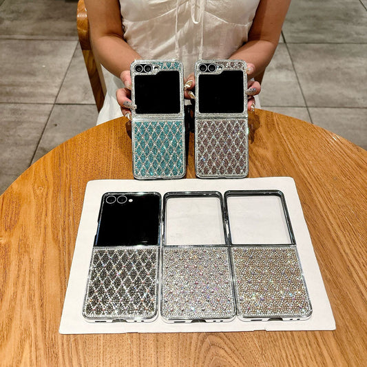 Grid Electroplated Diamond Phone Case For Samsung Galaxy Z Flip 7/6/5/4/3