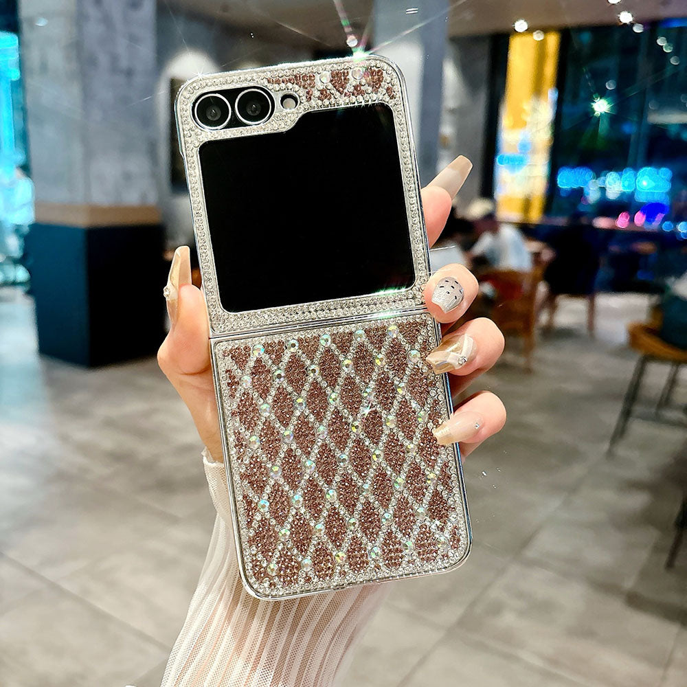 Grid Electroplated Diamond Phone Case For Samsung Galaxy Z Flip 7/6/5/4/3