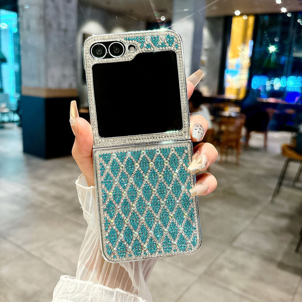 Grid Electroplated Diamond Phone Case For Samsung Galaxy Z Flip 7/6/5/4/3