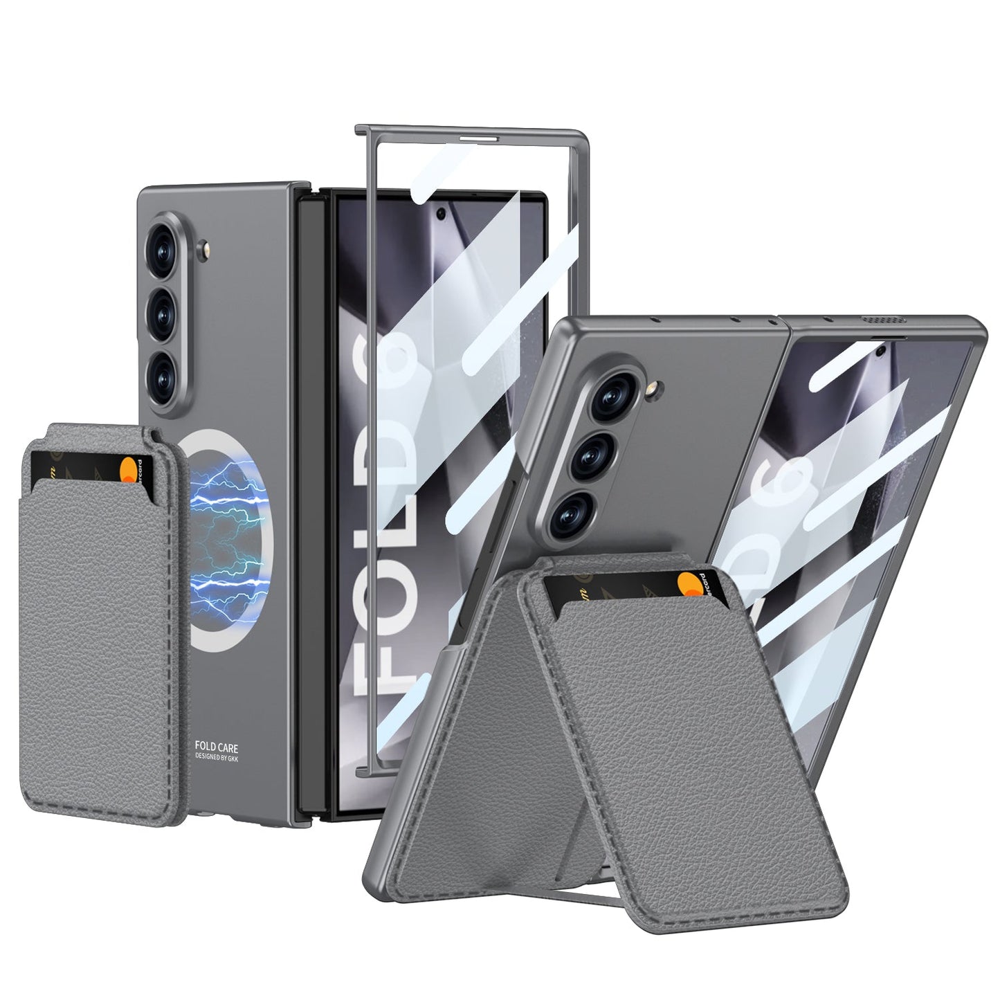 Magnetic Card Holder Shockproof Phone Case With Screen Protector For Galaxy Z Fold 7/6/5/4/3