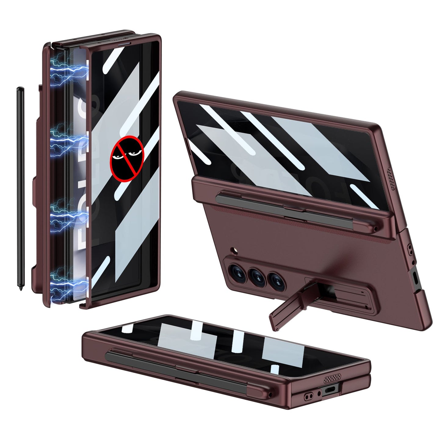 Magnetic Hinge Pen Slot Hidden Bracket All-included Case With Back Screen Protector For Galaxy Z Fold 7/6/5/4/3