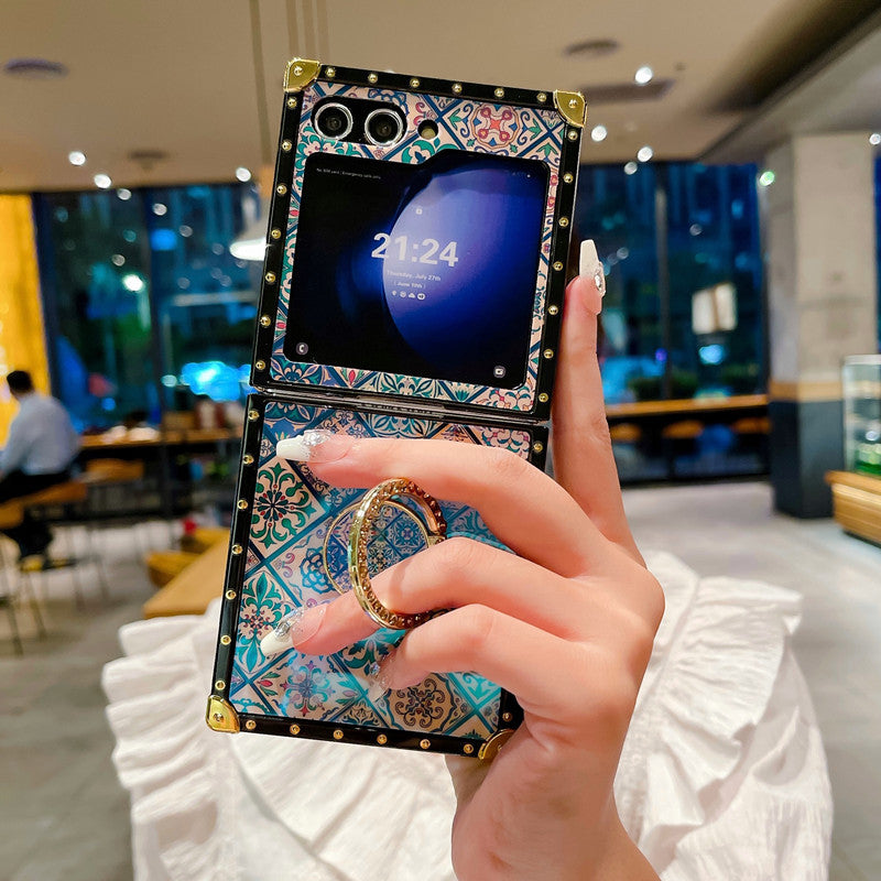 Retro Boho Style Ring Case With Lanyard for Galaxy Z Flip 6/5/4/3