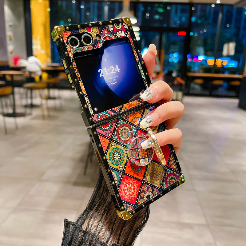 Retro Boho Style Ring Case With Lanyard for Galaxy Z Flip 6/5/4/3