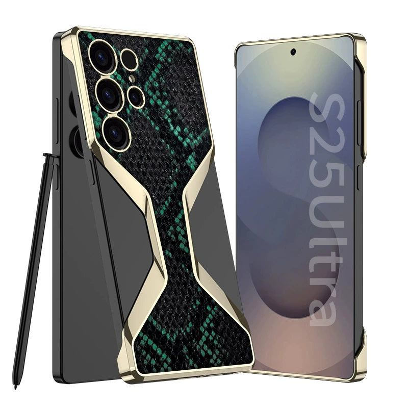 Borderless Electroplated Leather Phone Case For Samsung Galaxy