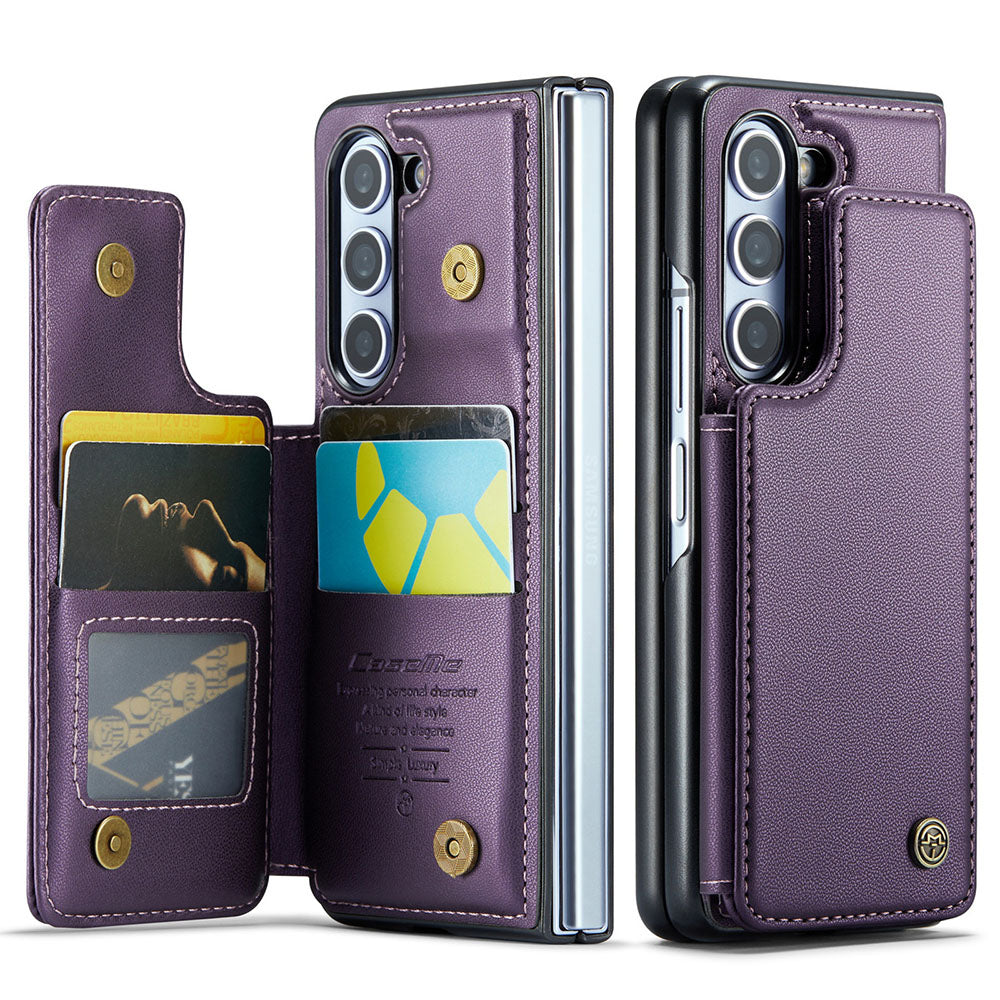New Card Insertable Magnetic Leather Case Holder Anti-Fall Leather Phone Case For Samsung Galaxy Fold5 Fold4 Fold3