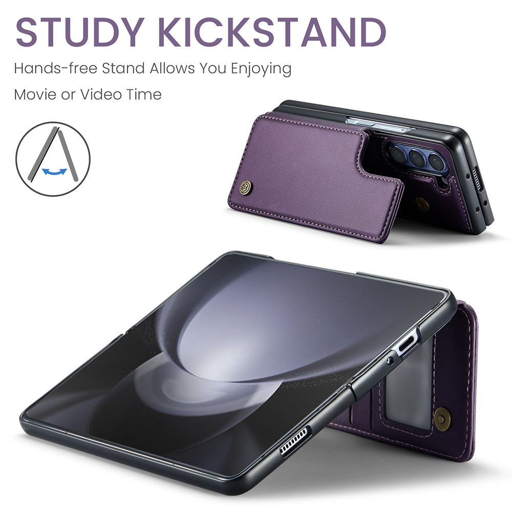 New Card Insertable Magnetic Leather Case Holder Anti-Fall Leather Phone Case For Samsung Galaxy Fold5 Fold4 Fold3