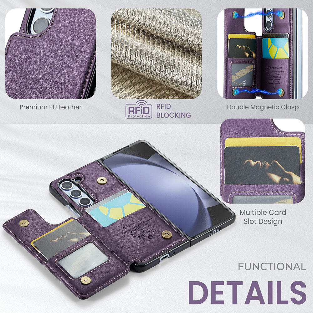 New Card Insertable Magnetic Leather Case Holder Anti-Fall Leather Phone Case For Samsung Galaxy Fold5 Fold4 Fold3