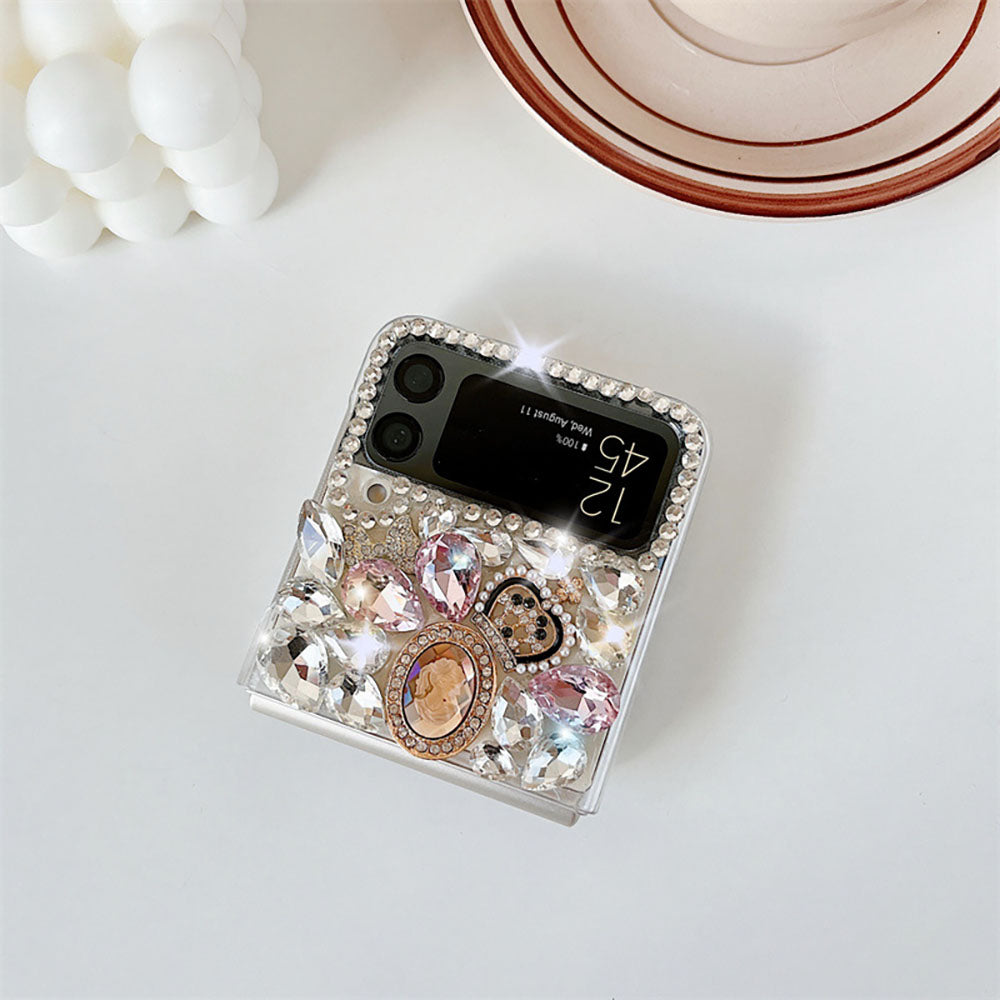 Luxurious Rhinestone Scarf Bracelet Phone Case For Samsung Galaxy Z Flip4 Flip3 5G