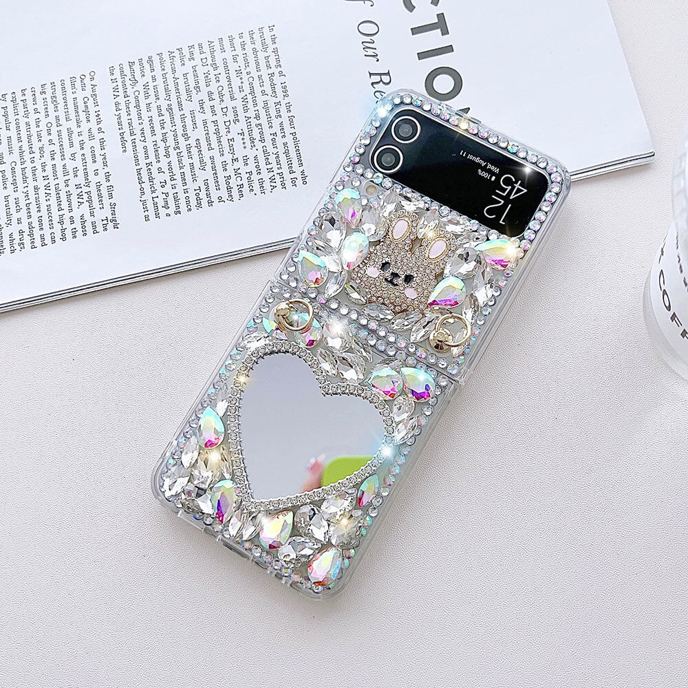 Luxurious Rhinestone Rabbit Bracelet Phone Case For Samsung Galaxy Z Flip4 Flip3 5G