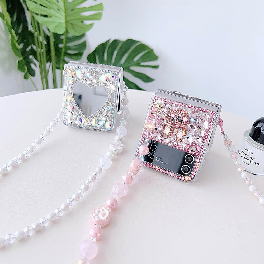 Luxurious Rhinestone Rabbit Bracelet Phone Case For Samsung Galaxy Z Flip4 Flip3 5G