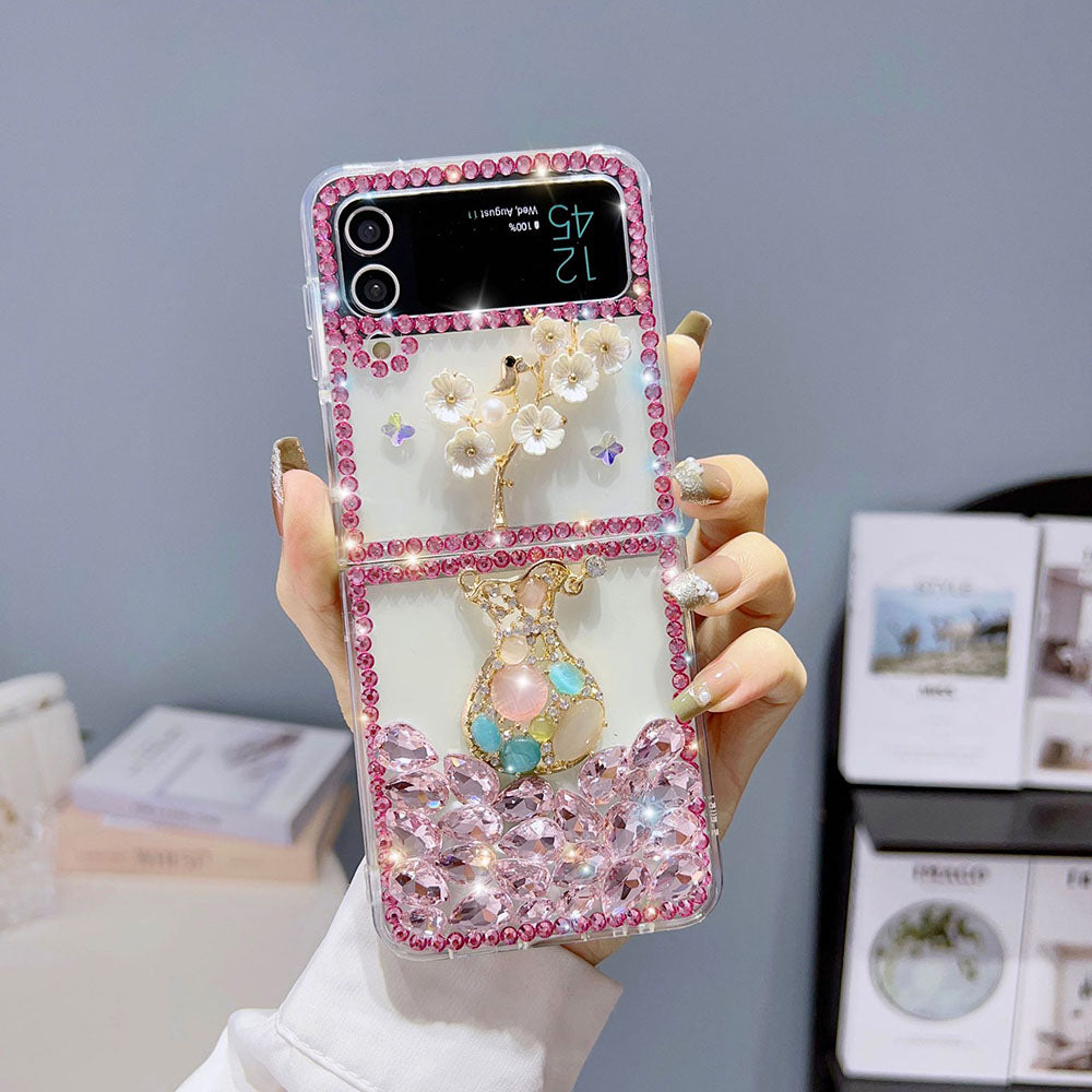 Luxurious Rhinestone Vase Phone Case For Samsung Galaxy Z Flip4 Flip3 5G