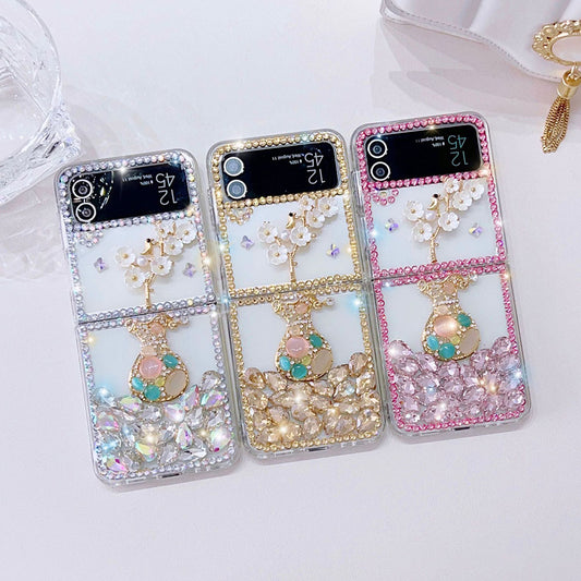 Luxurious Rhinestone Vase Phone Case For Samsung Galaxy Z Flip4 Flip3 5G