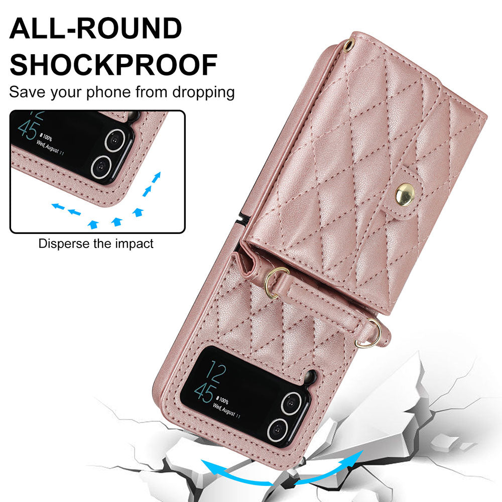 Accordion Crossbody Folding Leather Phone Case For Samsung Galaxy Flip