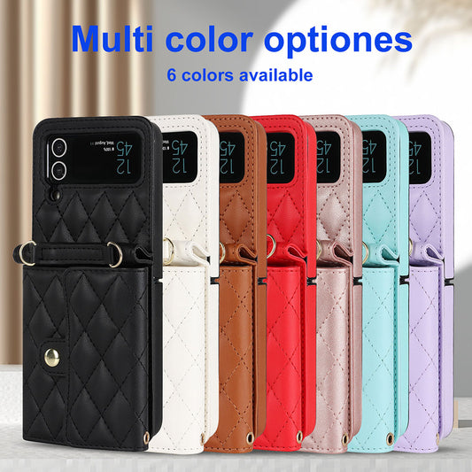 Accordion Crossbody Folding Leather Phone Case For Samsung Galaxy Flip