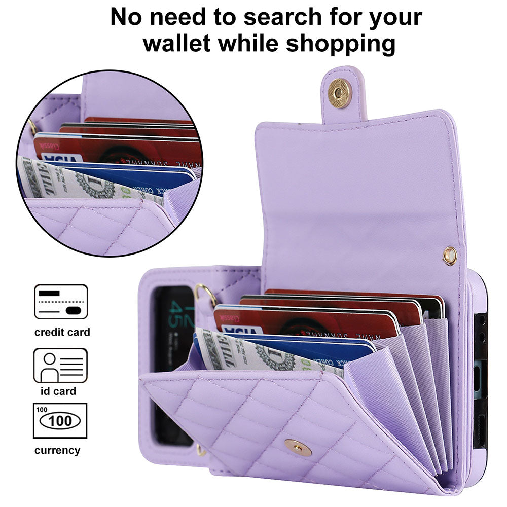 Accordion Crossbody Folding Leather Phone Case For Samsung Galaxy Flip