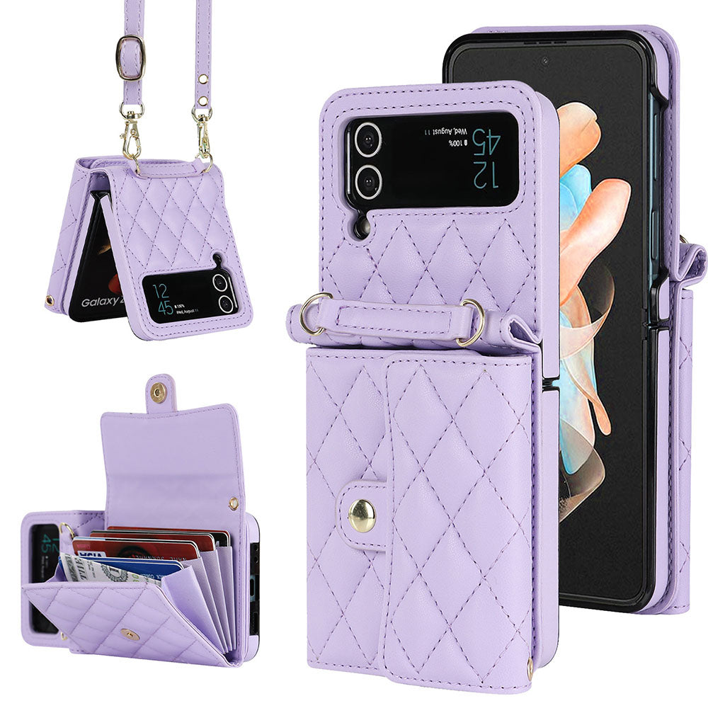 Accordion Crossbody Folding Leather Phone Case For Samsung Galaxy Flip