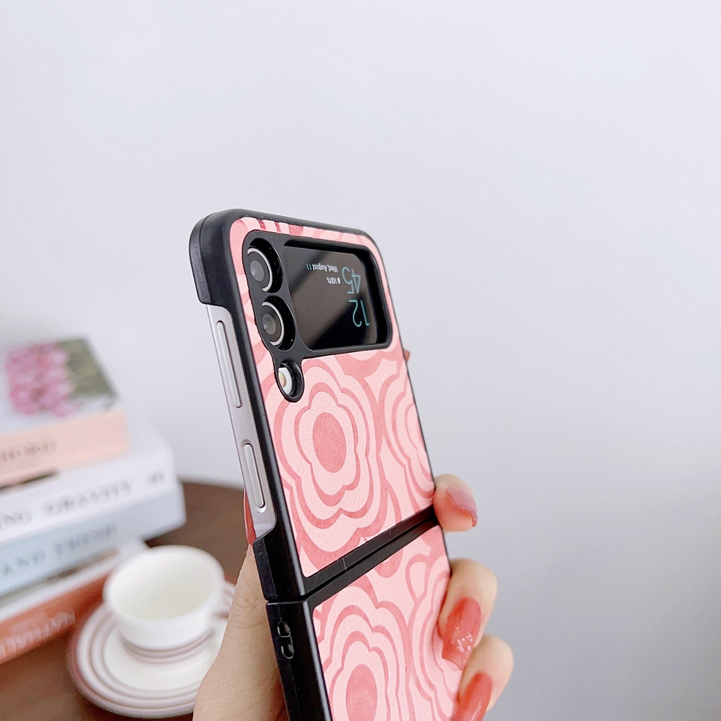 Camellia Pattern Folding Phone Case For Samsung Galaxy Flip4 Flip3