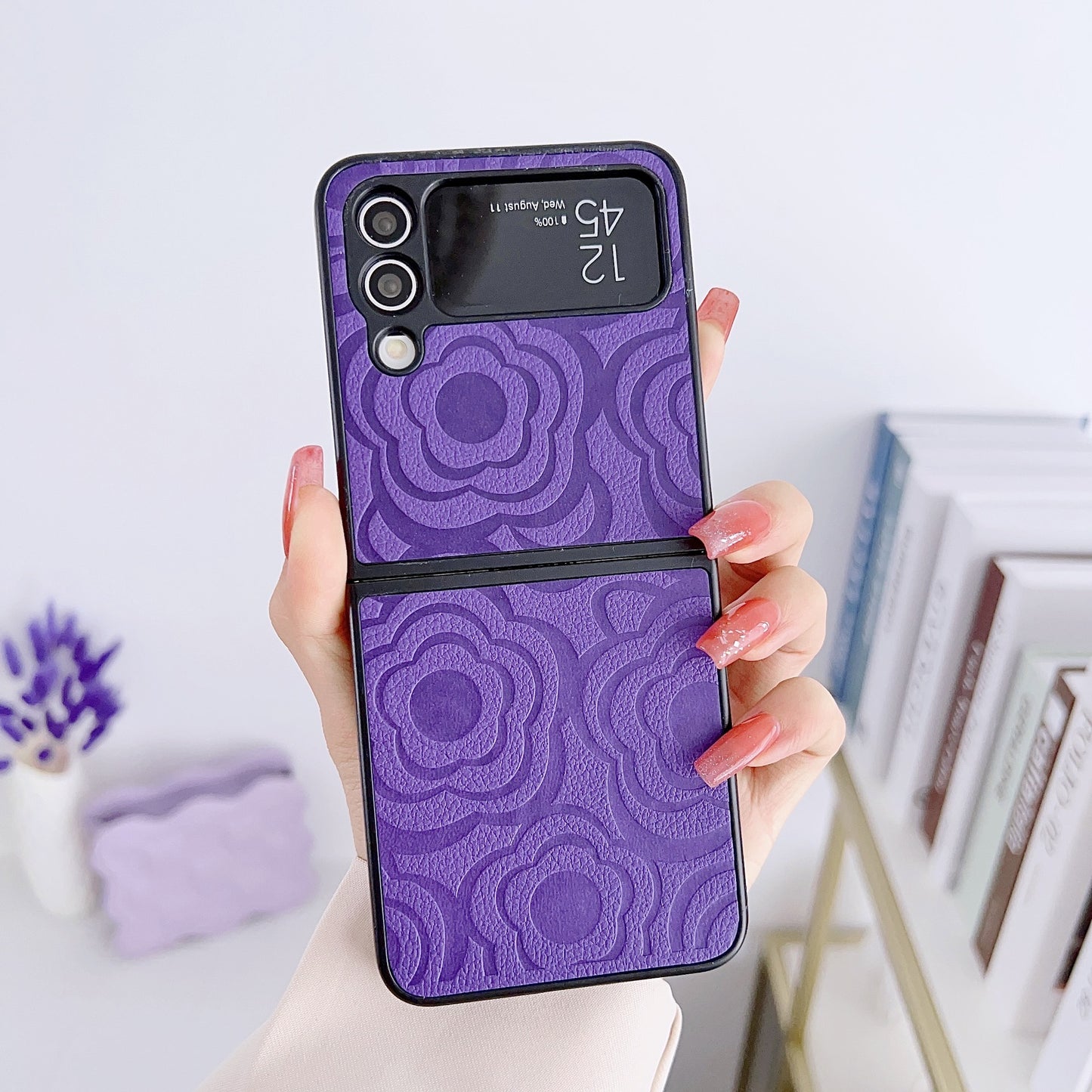 Camellia Pattern Folding Phone Case For Samsung Galaxy Flip4 Flip3