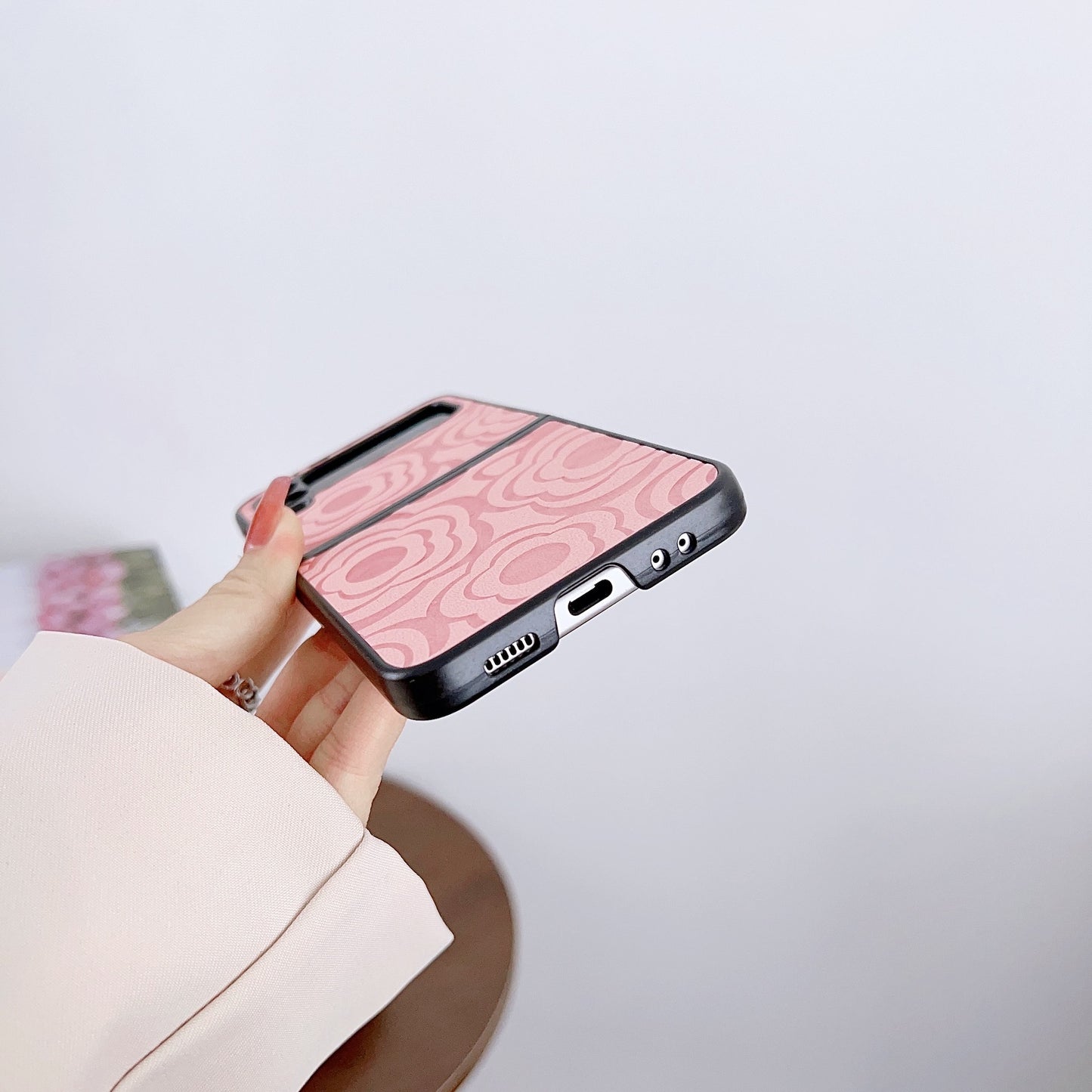 Camellia Pattern Folding Phone Case For Samsung Galaxy Flip4 Flip3