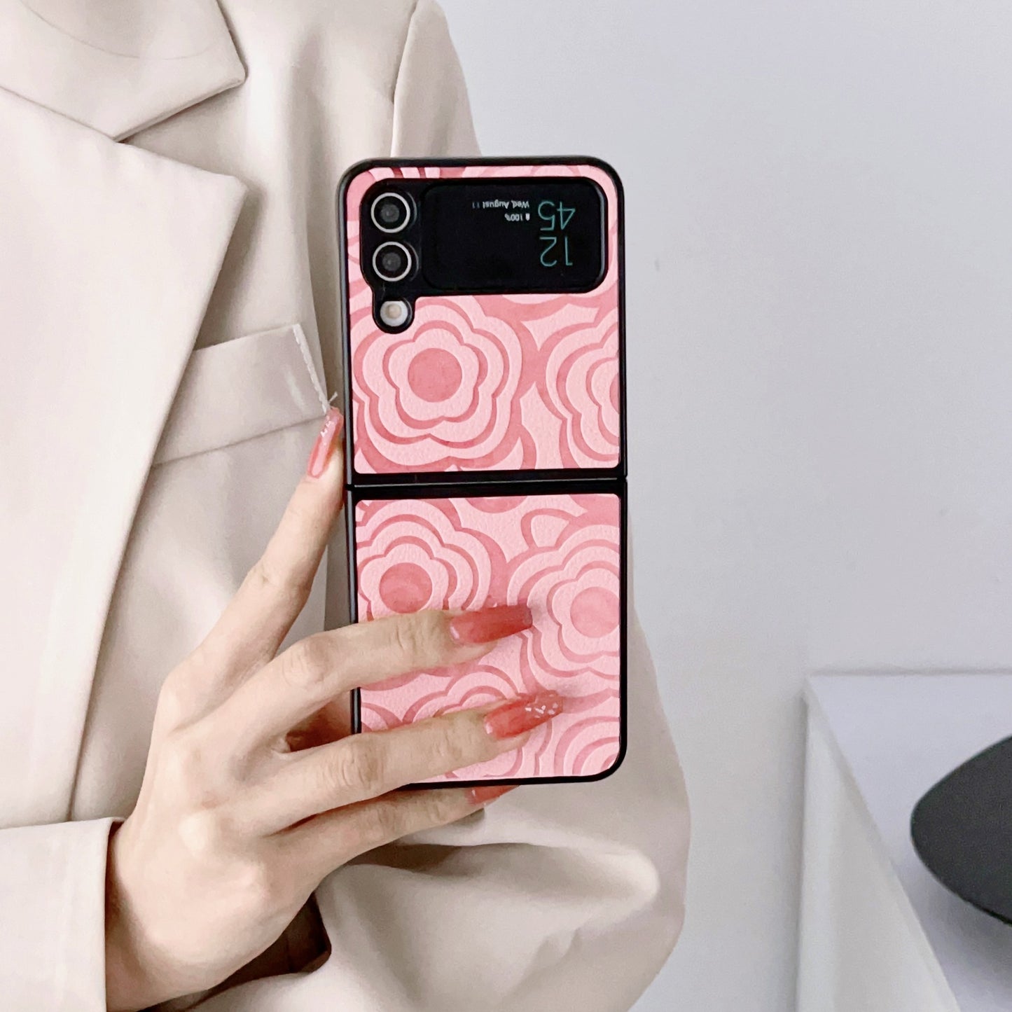 Camellia Pattern Folding Phone Case For Samsung Galaxy Flip4 Flip3