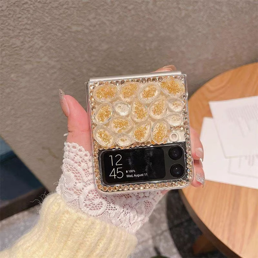 Luxurious Diamond Gold Leaf Phone Case For Samsung Galaxy Flip5 Flip4 Flip3