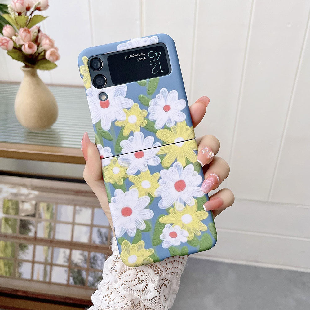 Plaid Flower Phone Case For Samsung Galaxy Flip5 Flip4 Flip3