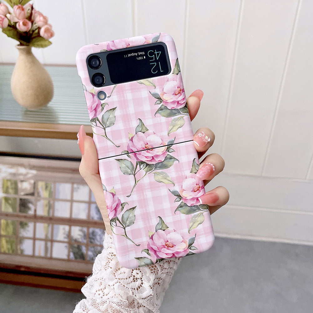 Plaid Flower Phone Case For Samsung Galaxy Flip5 Flip4 Flip3