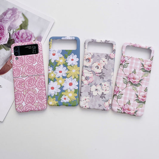 Plaid Flower Phone Case For Samsung Galaxy Flip5 Flip4 Flip3
