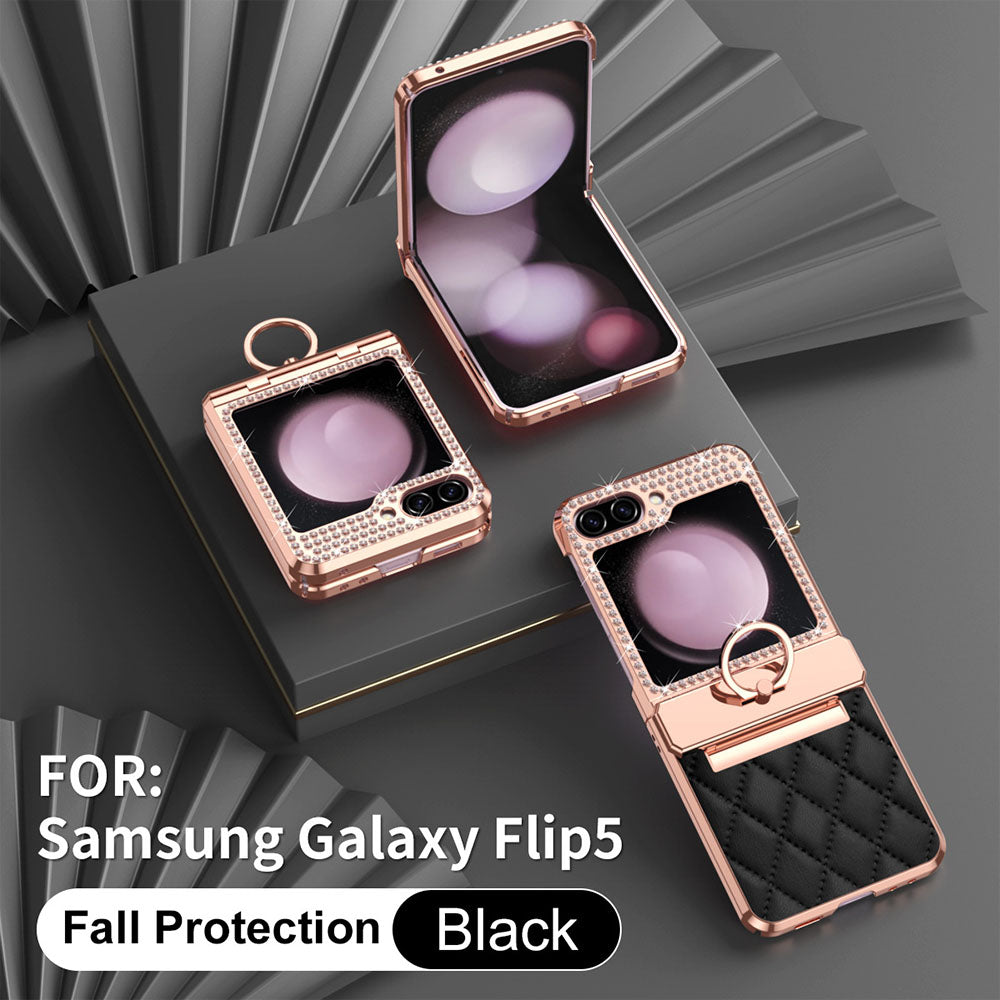 Folding Screen Diamond All-Inclusive Anti-Fall Protective Leather Phone Case For Samsung Galaxy Flip5 Flip4 Flip3
