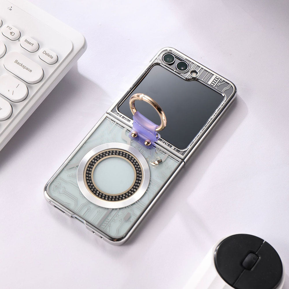 Cyberpunk Magnetic Wireless Charging Phantom Ring Phone Case For Samsung Galaxy Z Flip5 Flip4 Flip3