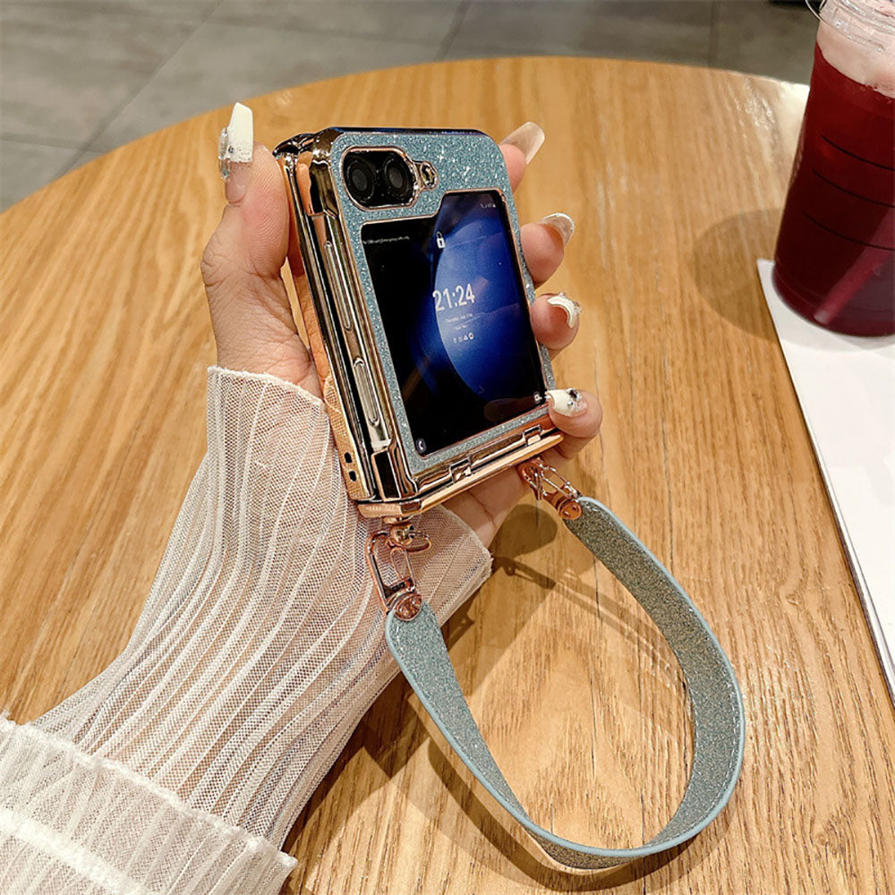 Diamond Glitter Hand-Held Wristband All-Inclusive Anti-Fall Protection Phone Case For Samsung Galaxy Flip