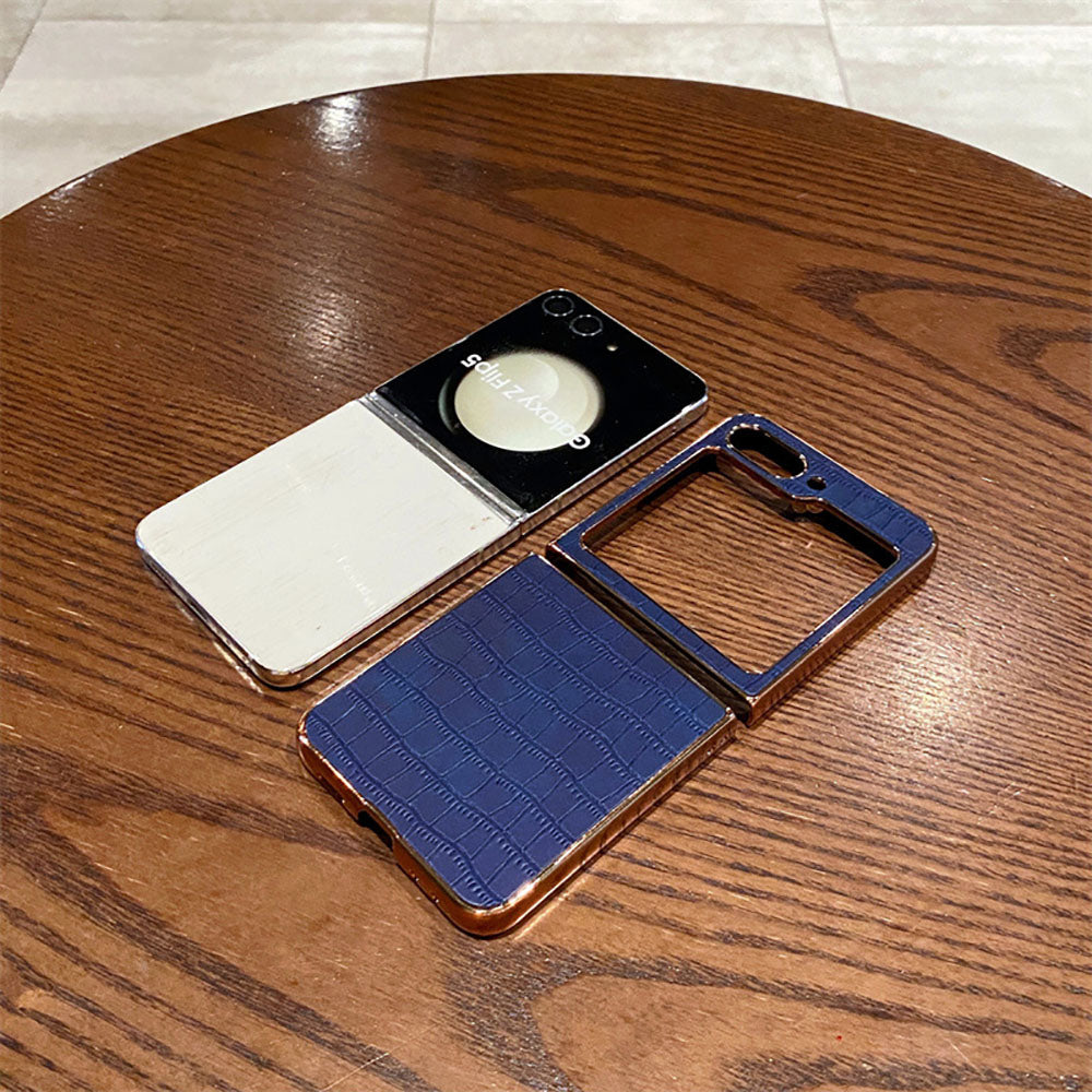 Crocodile Pattern Genuine Leather Business Phone Case For Samsung