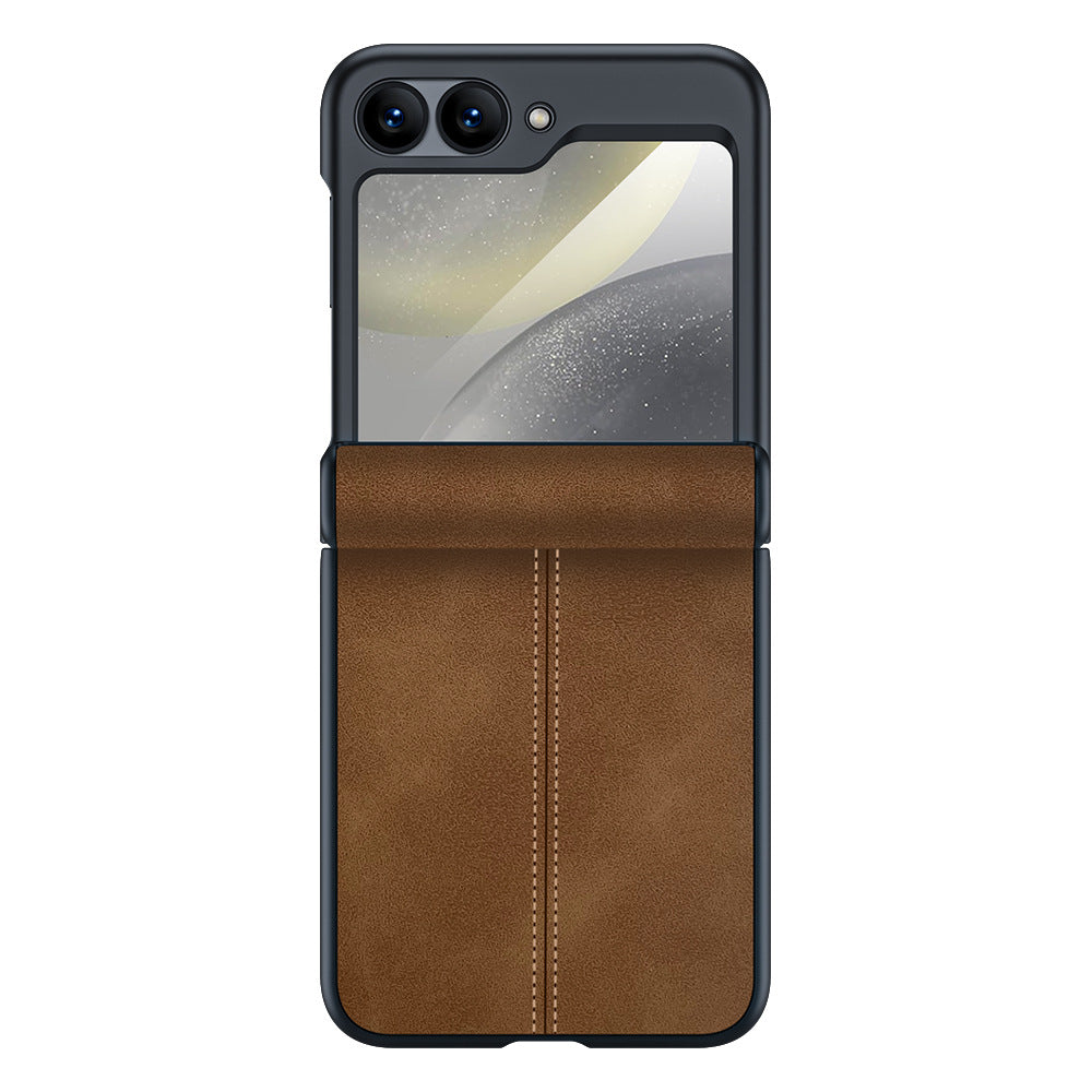 Premium Leather Full Protection Drop Proof Phone Case For Samsung Galaxy Z Flip6 With Screen Protector