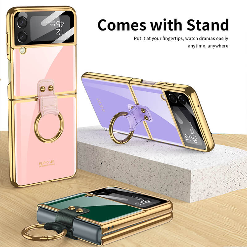 Luxury Plating Frame Anti-knock Protection Glass Case For Samsung Galaxy Z Flip3 - GiftJupiter