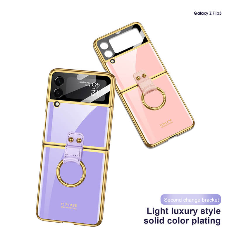 Luxury Plating Frame Anti-knock Protection Glass Case For Samsung Galaxy Z Flip3 - GiftJupiter