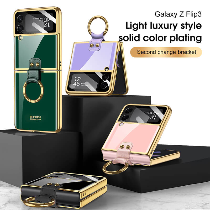 Luxury Plating Frame Anti-knock Protection Glass Case For Samsung Galaxy Z Flip3 - GiftJupiter