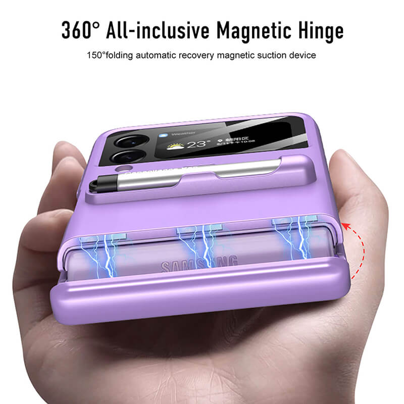 Magnetic All-included Shockproof Hard Case With S Pen Slot For Samsung Galaxy Z Flip4 Flip3 5G - GiftJupiter