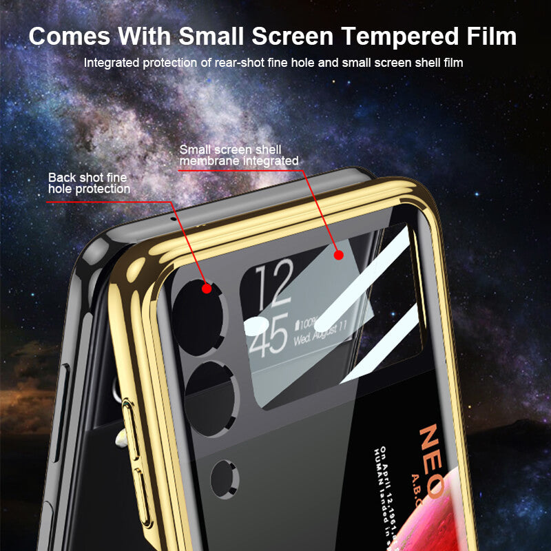 Space Luxury Plating Frame Anti-knock Protection Glass Case For Samsung Galaxy Z Flip3 - GiftJupiter